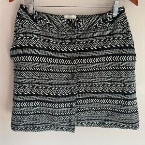 Maeve Black and White Chevron Mini Skirt
